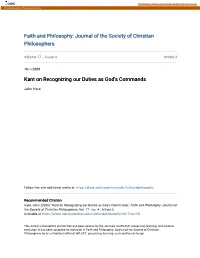 Kant on Recognizing Our Duties As God's Commands