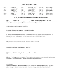 Luke Study Plan – Part I