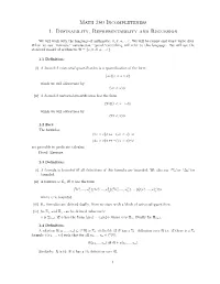 Math 280 Incompleteness 1. Definability, Representability and Recursion