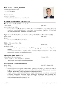 Prof. James Claxton, Fciarb Jclaxton@Claxtonidr.Com +81 90 9282 0808