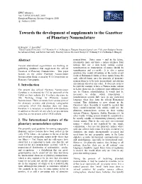 Towards the Development of Supplements to the Gazetteer of Planetary Nomenclature