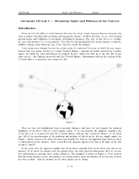 Astronomy 102 Lab 1 — Measuring Angles and Distances in the Universe