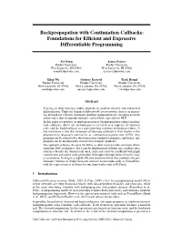 Backpropagation with Continuation Callbacks: Foundations for Efficient