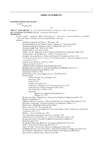 Index of Subjects 2002-2003 FINAL