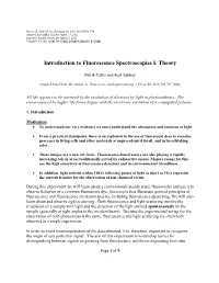Introduction to Fluorescence Spectroscopies I. Theory