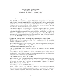 SIGCSE FY15 Annual Report July 2014 - June 2015 Submitted By: Susan H