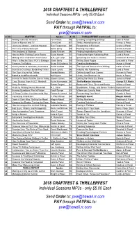 2018 CRAFTFEST & THRILLERFEST Send Order To: Pvw@Hawaii.Rr.Com