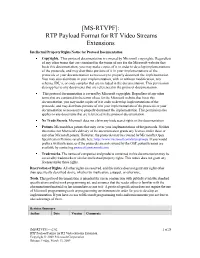 [MS-RTVPF]: RTP Payload Format for RT Video Streams Extensions