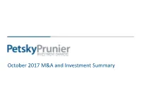 October 2017 M&A and Investment Summary