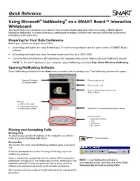 Quick Reference Using Microsoft Netmeeting on a SMART Board
