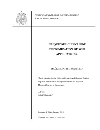 Ubiquitous Client Side Customization of Web Applications