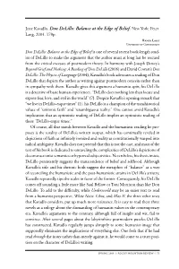 Don Delillo: Balance at the Edge of Belief, by Jesse Kavadlo
