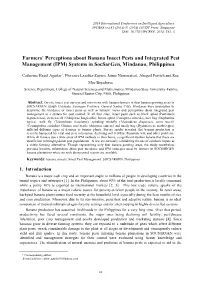 Farmers' Perceptions About Banana Insect Pests And