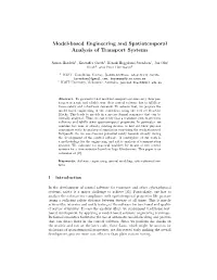 Model-Based Engineering and Spatiotemporal Analysis of Transport Systems