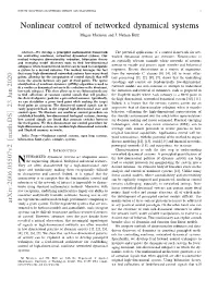 Nonlinear Control of Networked Dynamical Systems Megan Morrison and J