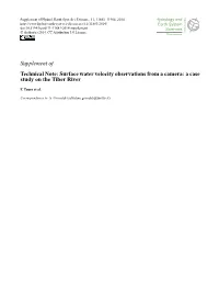 Technical Note: Surface Water Velocity Observations from a Camera: a Case Study on the Tiber River