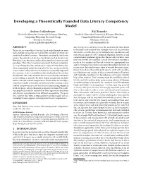 Developing a Theoretically Founded Data Literacy Competency Model