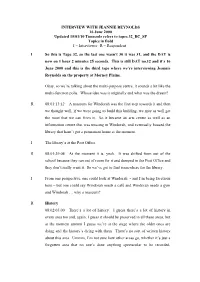 INTERVIEW with JEANNIE REYNOLDS 16 June 2000 Updated 15/01/10 Timecode Refers to Tapes 32 BC SP Topics in Bold I = Interviewer R = Respondent