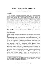 Police Reforms: an Appraisal