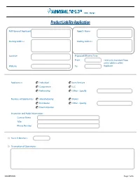 Product Liability Application