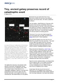 Tiny, Ancient Galaxy Preserves Record of Catastrophic Event 21 March 2016