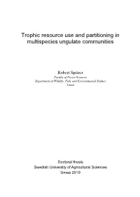 Trophic Resource Use and Partitioning in Multispecies Ungulate Communities
