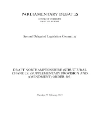 Draft Northamptonshire (Structural Changes) (Supplementary Provision and Amendment) Order 2021