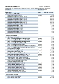 NONFOOD PRICELIST Updated 06/05/2021 Please Use the List Below As a Guideline, but We Cannot Guarantee Price Or Availability