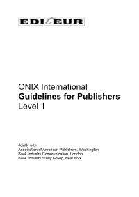 ONIX Guide Level 1 R1.1