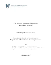 The Answer Question in Question Answering Systems Engenharia