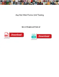 Asp Net Web Forms Unit Testing