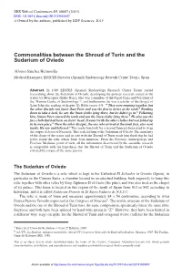 Commonalities Between the Shroud of Turin and the Sudarium of Oviedo