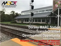 Dorsey MARC Station Transit-Oriented Development