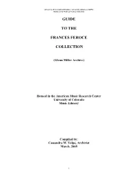Guide to the Frances Feroce Collection