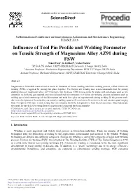 Influence of Tool Pin Profile and Welding Parameter on Tensile