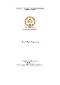 M.A. Telugu Programme Programme Structure Syllabus Teaching And