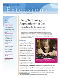 Using Technology Appropriately in the Preschool Classroom, Continued