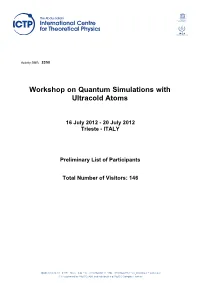 Workshop on Quantum Simulations with Ultracold Atoms