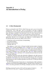 An Introduction to Prolog