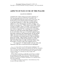 Aspects of Paul's Use of the Psalms