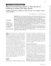 Effect of Increased Lung Volume on Sleep Disordered