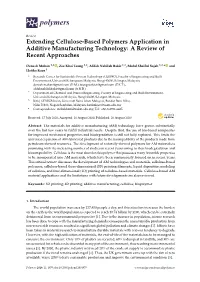 Extending Cellulose-Based Polymers Application in Additive Manufacturing Technology: a Review of Recent Approaches