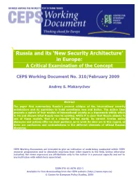 New Security Architecture’ in Europe: a Critical Examination of the Concept