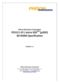 PS3111-S11 Micro SSD (Μssd) 3D NAND Specification