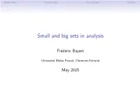 Small and Big Sets in Analysis
