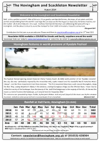 The Hovingham and Scackleton Newsletter August 2014