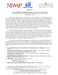 Appendix O States Definitions of Child Endangerment As