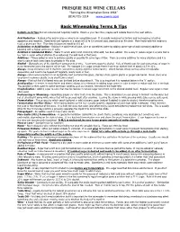 Basic Definitions and Tips for Winemaking