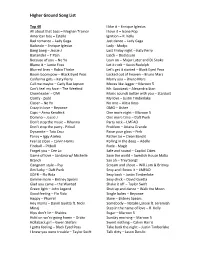 Higher Ground Song List