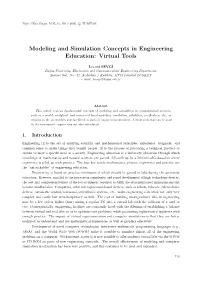 Modeling and Simulation Concepts in Engineering Education: Virtual Tools
